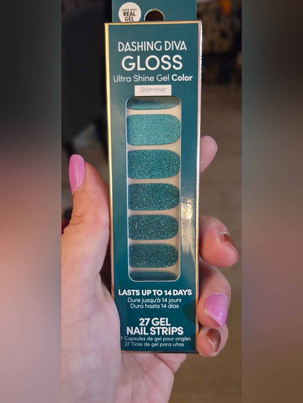 Dashing Diva Gloss Ultra Shine Gel Color Strips Galactic Teal 27ct BNIB
